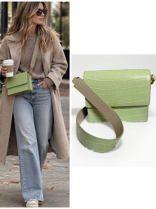 JW PEI Handbags - JW PEI green croc embossed shoulder crossbody bag
